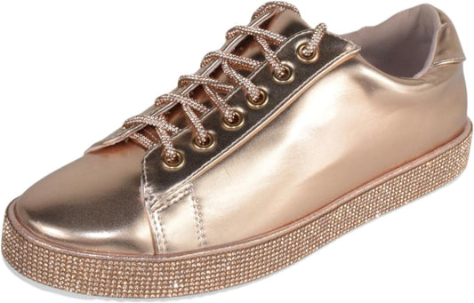Shoes Women Flat Fashion Wedding Sneakers Crystals Rhinestone Blingy Lace Up SCOUT-24