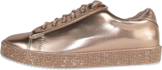 Shoes Women Flat Fashion Wedding Sneakers Crystals Rhinestone Blingy Lace Up SCOUT-24